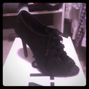 Black suede lace up heels